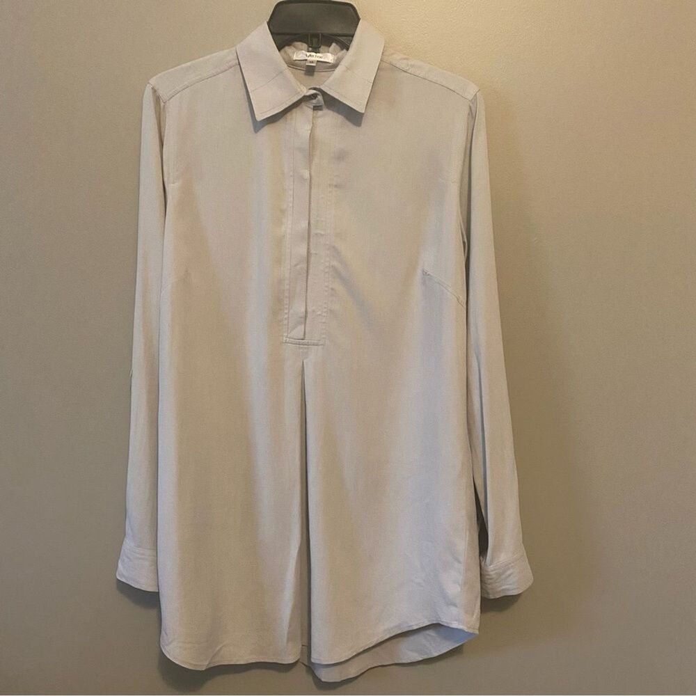 Tyler Boe Tina Silk Long Sleeve Blouse Tan Taupe Women's Top Sz XS